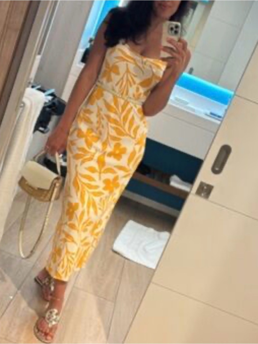 Abercrombie & Fitch White & Yellow Floral Midi Dress - Women’s, Size M NWT